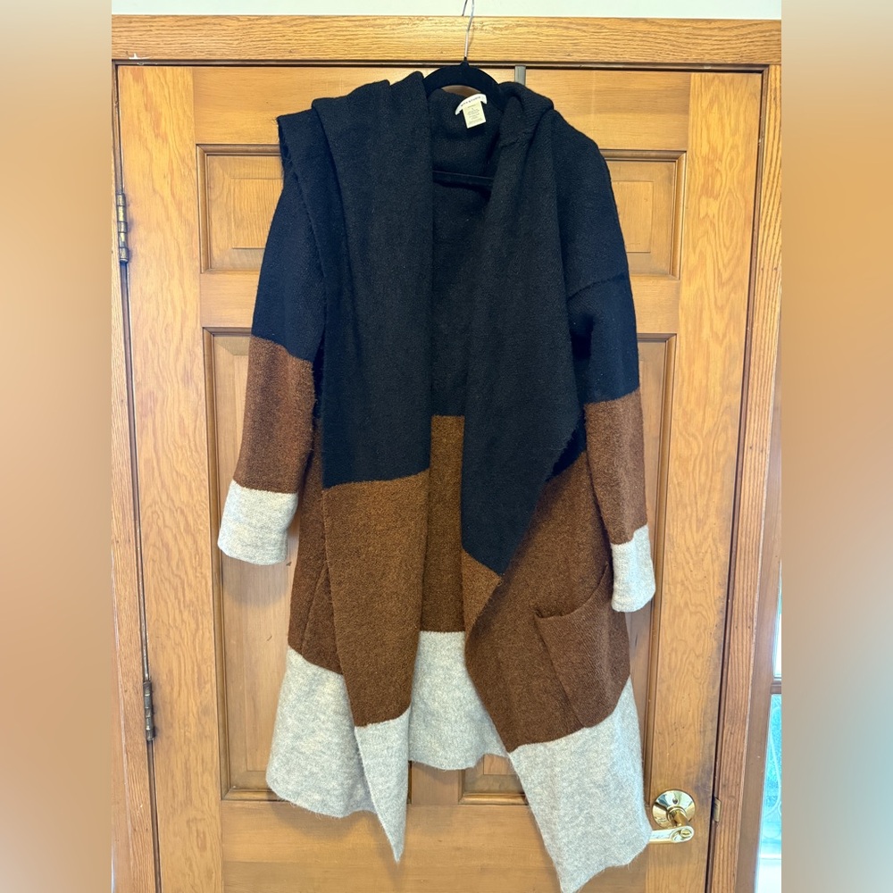 Max Studio Colorblock Cardigan - Black, Brown, and Gray